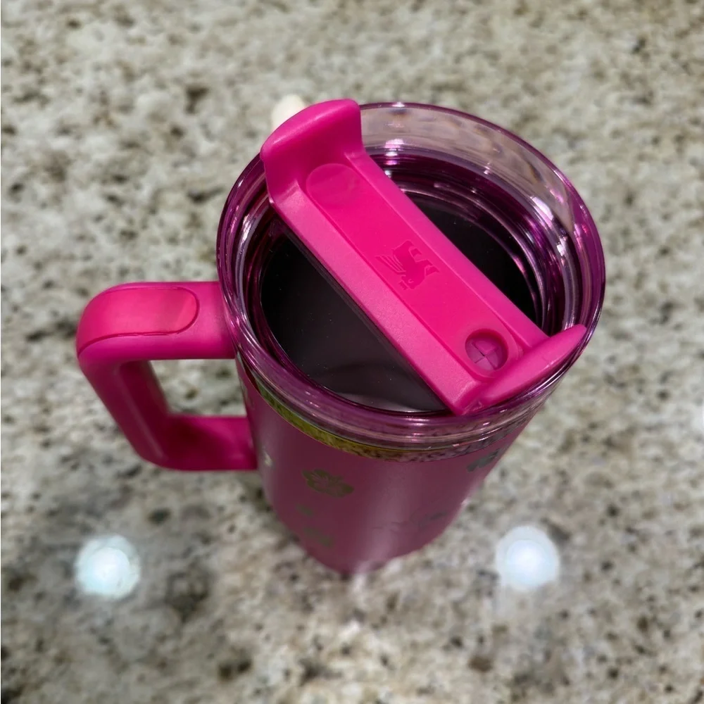 Stanley Pink Custom Engraved Stitch Travel Mug